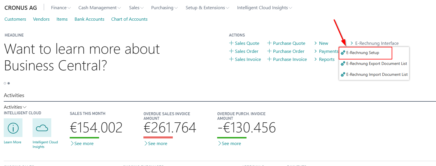 SIEVERS E-Rechnung Setup on the Homescreen