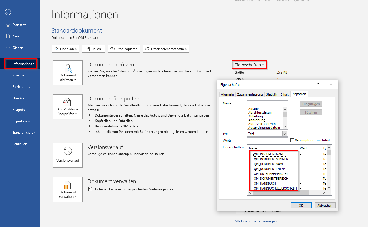 Die Standardwerte der Felder sind Minuszeichen