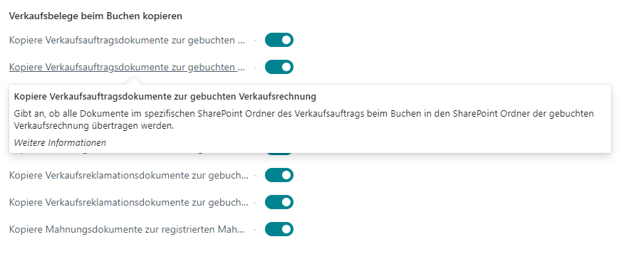 Verkaufsbelege beim Buchen kopieren