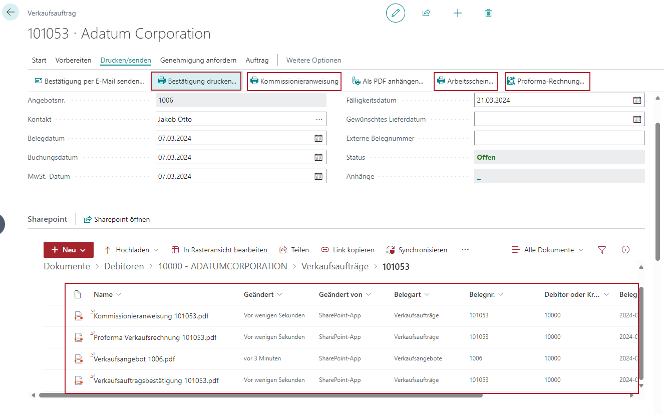 Sales order created from quotation
