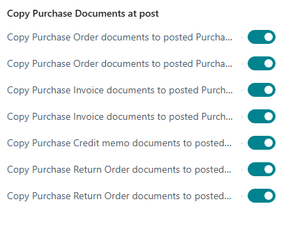 Copy purchasing documents when posting