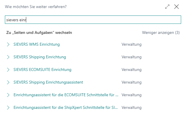 Einrichtungen und Einrichtungsassistenten