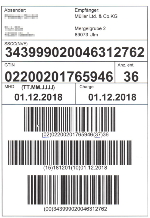 Dies ist ein Beispiel für einen GS1 Barcode