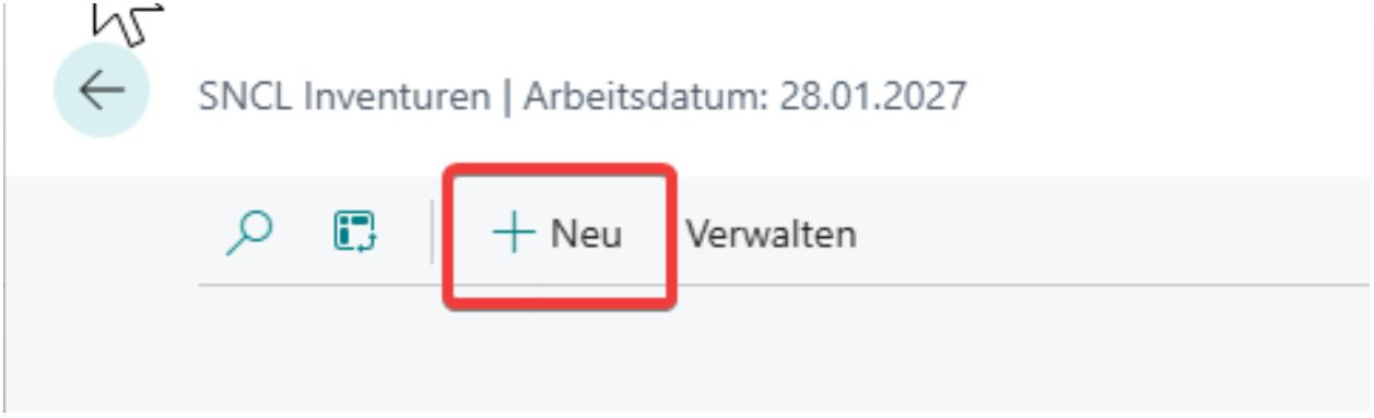 SNCL Inventuren: neue Inventur anlegen
