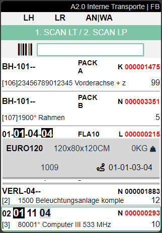 Dieser Screenshot zeigt die Nummer des Quellbelegs und den Abfahrtsort im grauen Abschnitt Zusatzinformationen.