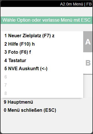 B-Menü des A2 interne Transporte