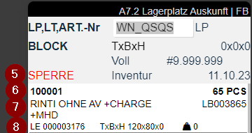 Lagerplatz mit 5: Sperrcode