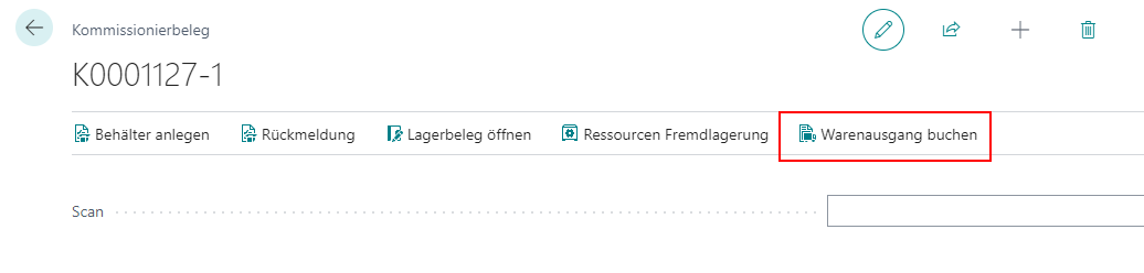 Buchen des gesamten Kommissionierbelegs