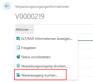 Buchen von Verpackungsbeleg