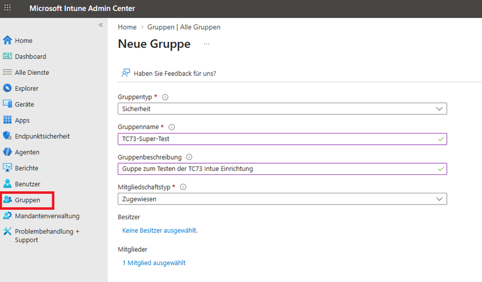 Assigning a device to an Intune group
