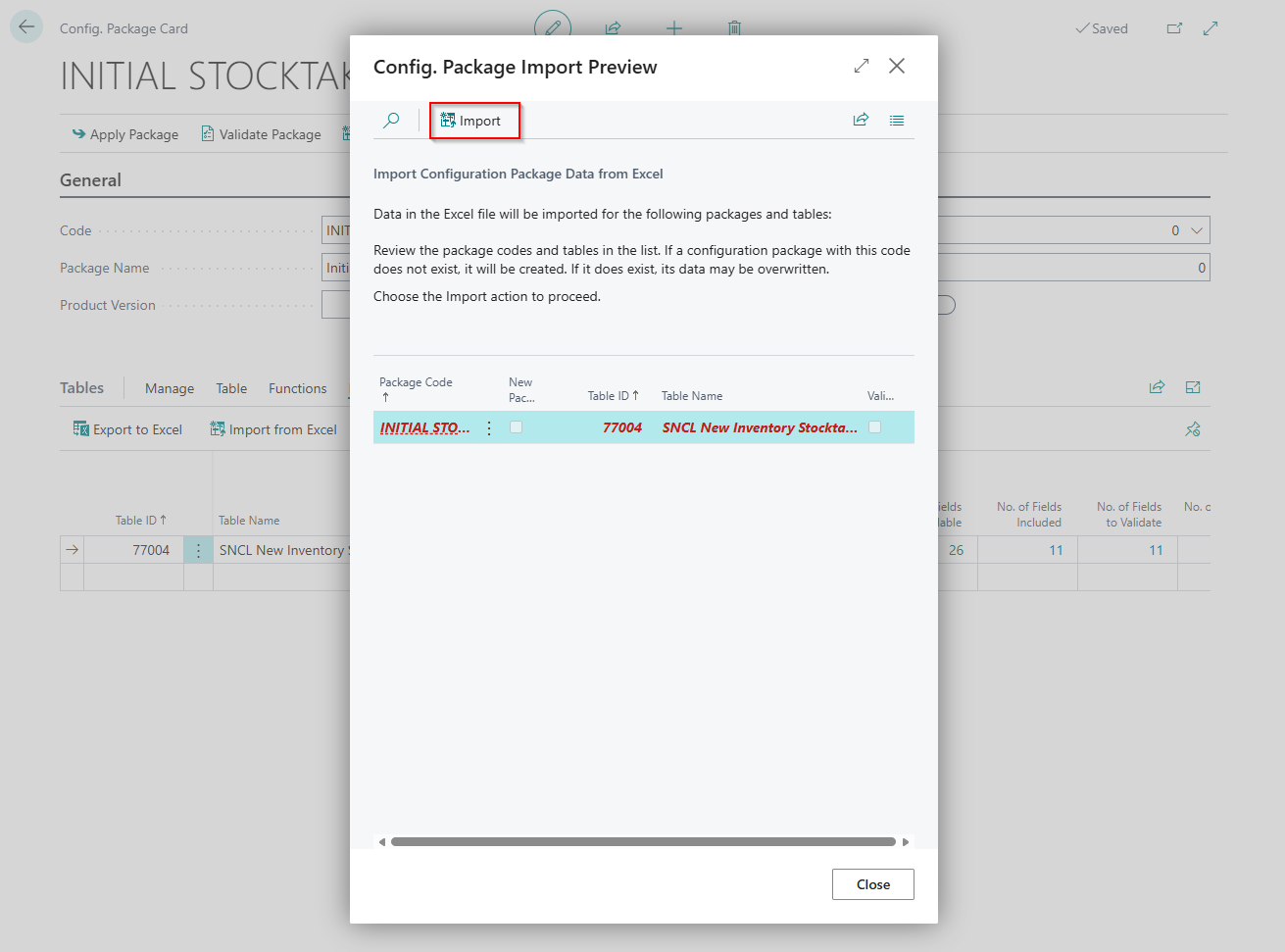 Configuration package import preview