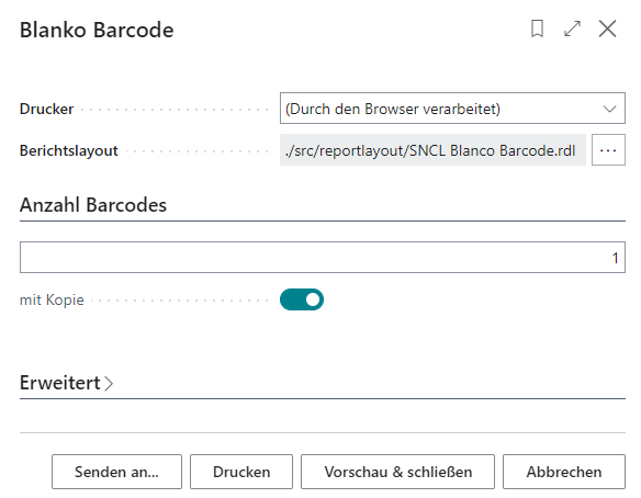 Blanco Barcode report