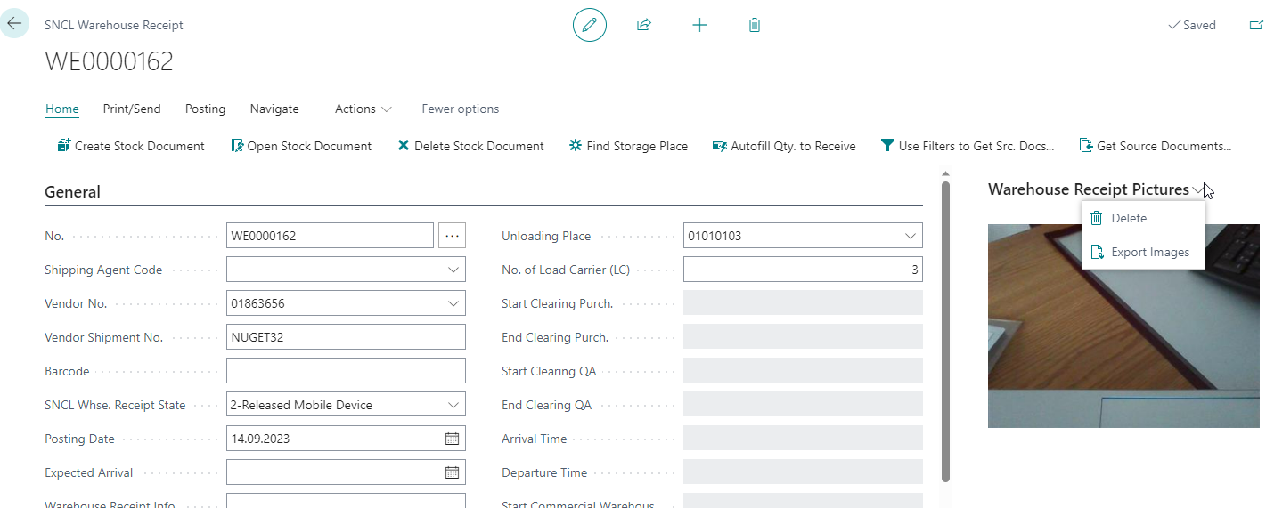 Example photo in the warehouse receipt factbox