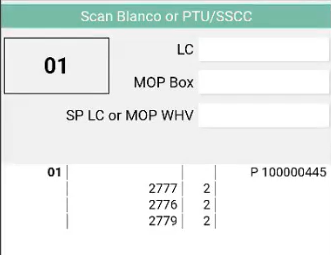 The state before confirmation of the box with new table line