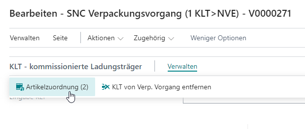 Here you can find the Item Assignment