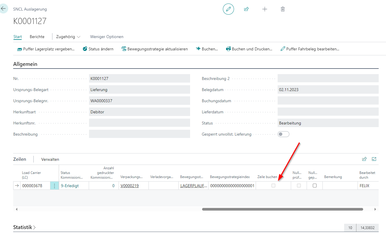 Select the lines in the Outbound Stock Post that you want to post