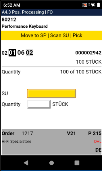 The MDE switches directly to A4.3 Pos. Processing