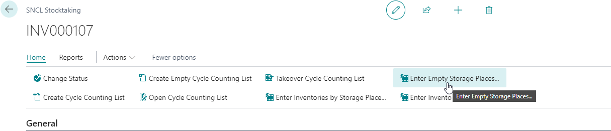 New action Enter Empty Storage Places
