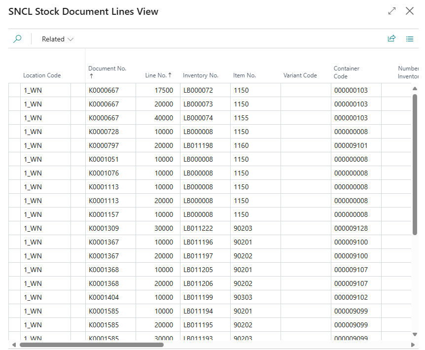 The stock document lines of the reserved units from this storage place
