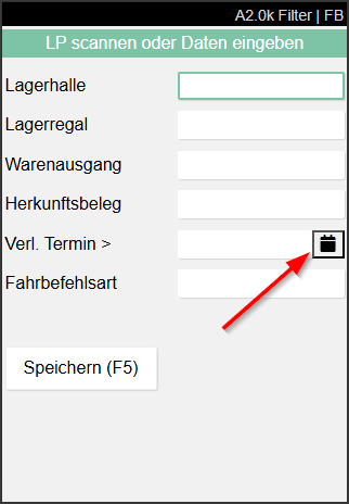 Der Kalender am Datumsfeld