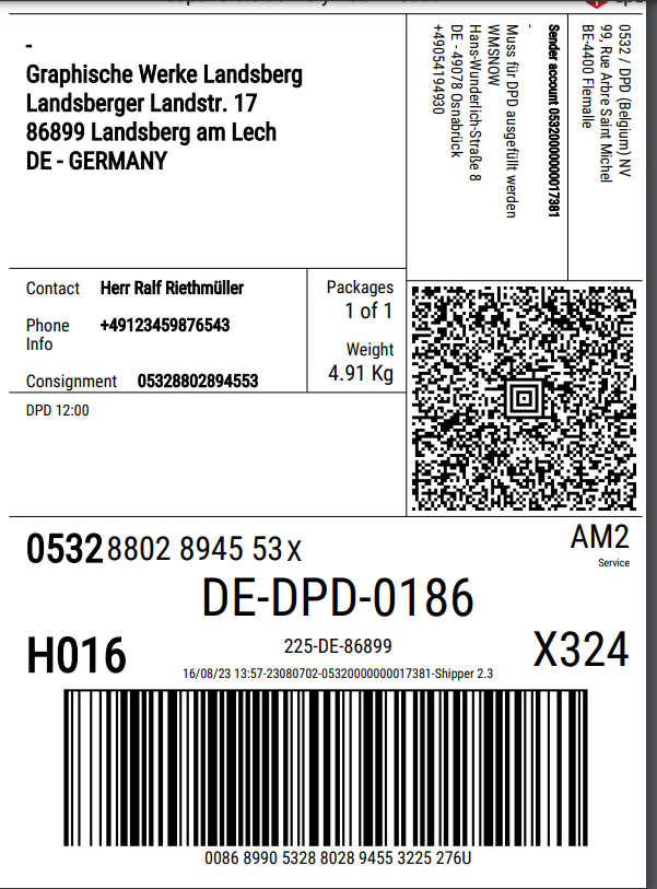 Shipping Label example