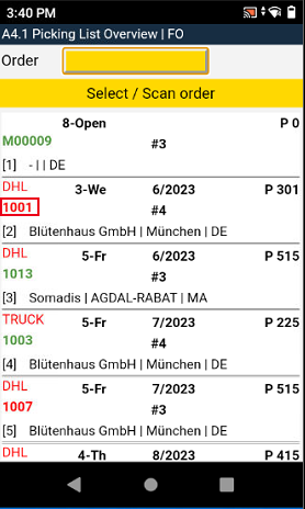 Red and green source document nos. A red no. has been marked.