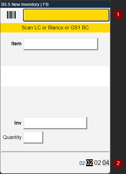 (1) Scan the item you just find to enter it on the (2) storage place