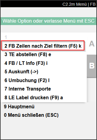 Der Menüeintrag